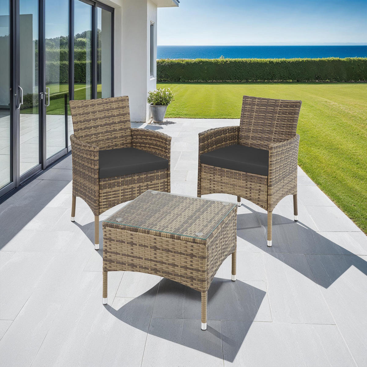 RATTANSET Luzern,2 Bezugssets,natur - Naturfarben, Kunststoff - tectake