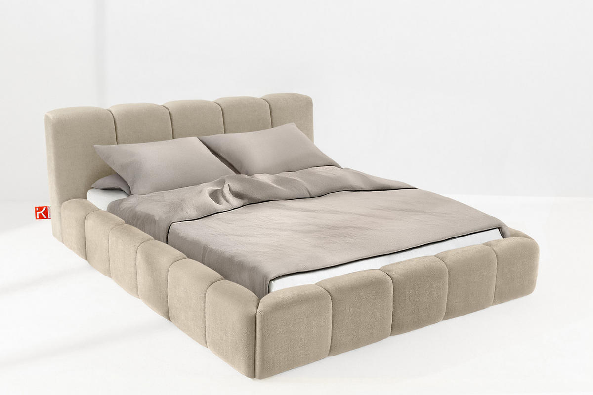 POLSTERBETT OLMIRA - Greige/Schwarz, Holz/Holzwerkstoff (202/203cm) - KONSIMO®