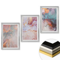 WANDBILDER 3er Set - 40x60 cm Silberner Rahmen - Abstrakte Pastellmuster - Silberfarben, Kunststoff (40/60cm) - ArtPrintCave