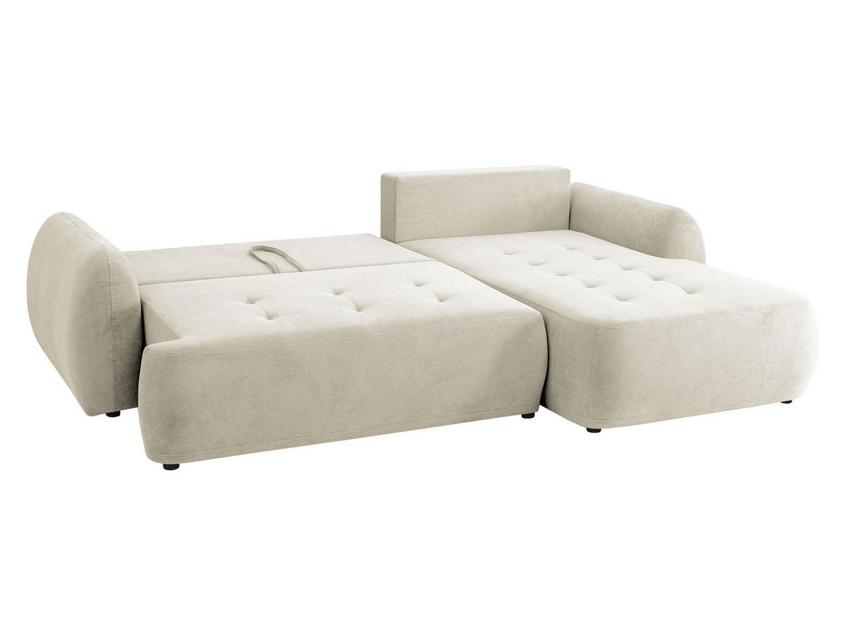 ECKSCHLAFSOFA Bueno II, Seite: Links - Creme/Schwarz, Holz/Textil (280/185cm) - MIRJAN24