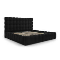 BETT mit Bettkasten und Kopfteil Mamaia aus Samt schwarz 200x200cm - Schwarz, Textil (200/200cm) - Micadoni