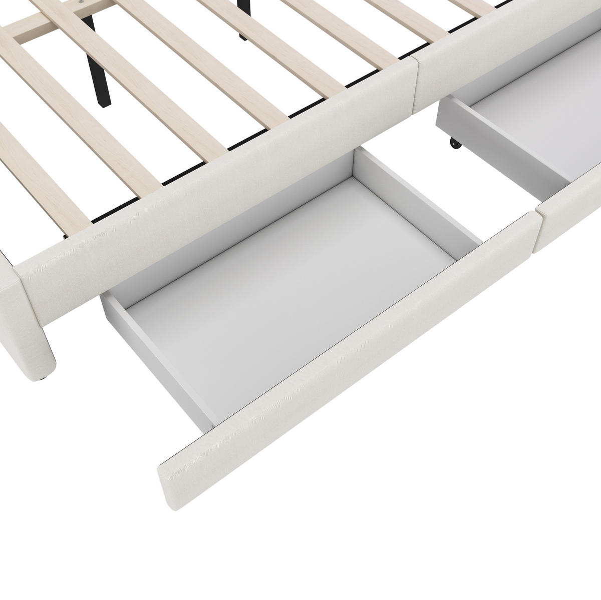 POLSTERBETT 140/200 cm Beige aus Leinen und MDF mit LED-Beleuchtung und Stauraum - Beige, Textil (140/200cm) - OKMYHOME