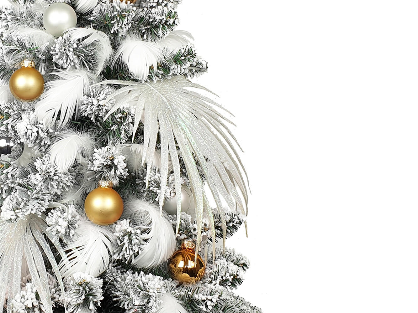WEIHNACHTSBAUM geschmückt künstlich POLAR GOLD 60 cm mit LED-BELEUCHTUNG IM TOPF - Silberfarben/Goldfarben, Kunststoff (60cm) - LAALU