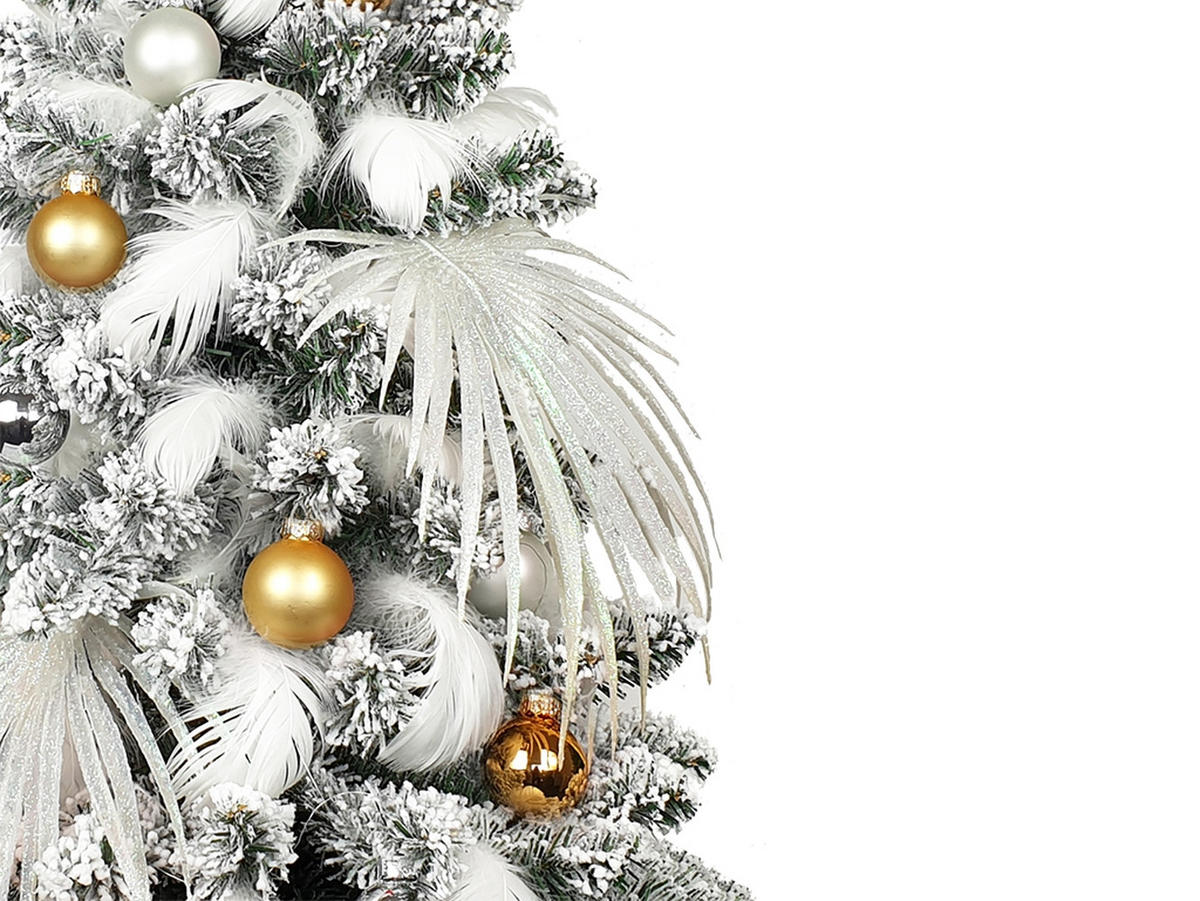 LAALU WEIHNACHTSBAUM geschmückt künstlich POLAR GOLD 60 cm mit LED-BELEUCHTUNG IM TOPF - Silberfarben/Goldfarben, Kunststoff (60cm) - LAALU