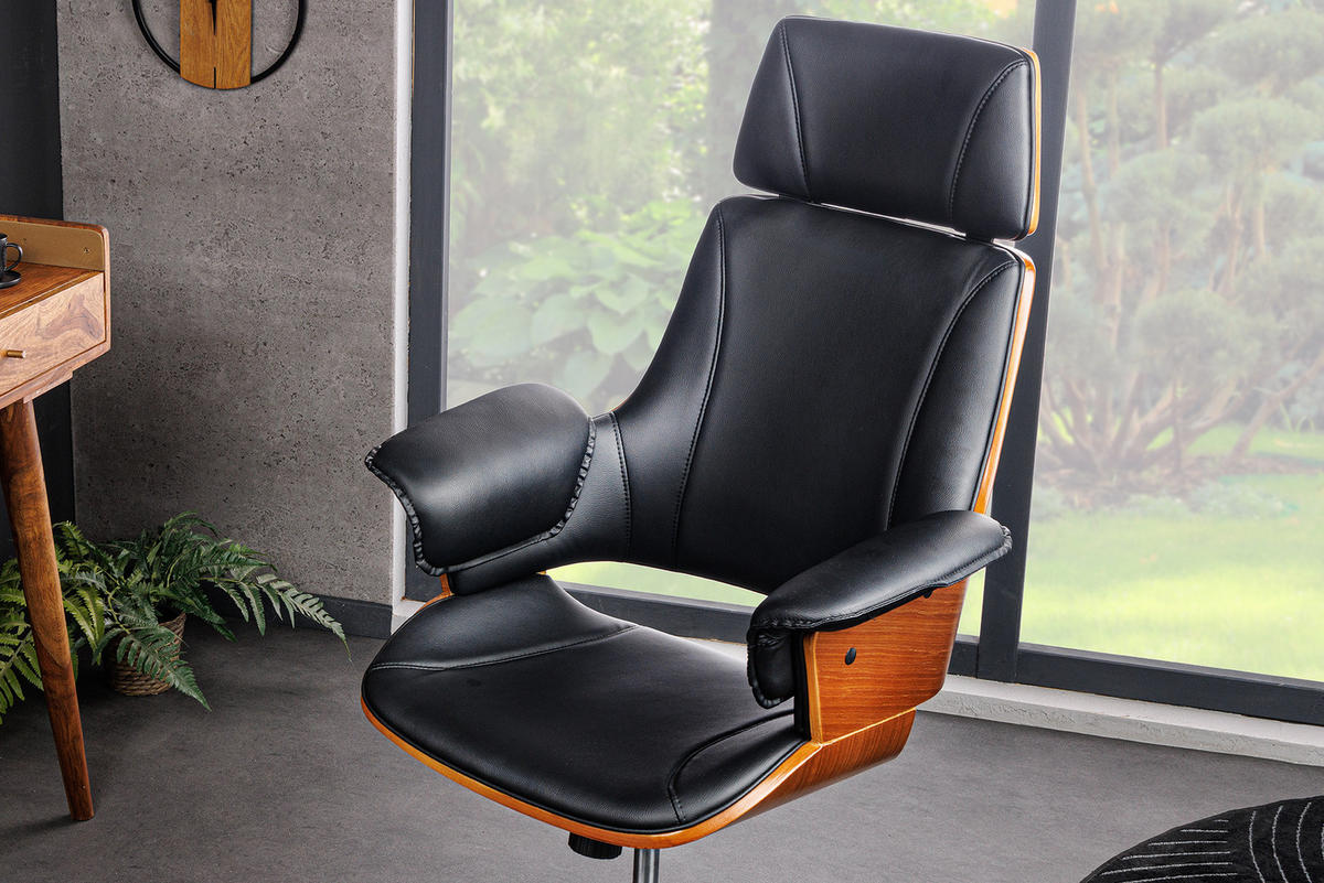 STUHL MANHATTAN Walnuss Schwarz 120 cm - Silberfarben/Schwarz, Holz/Textil (68/111/64cm) - riess-ambiente