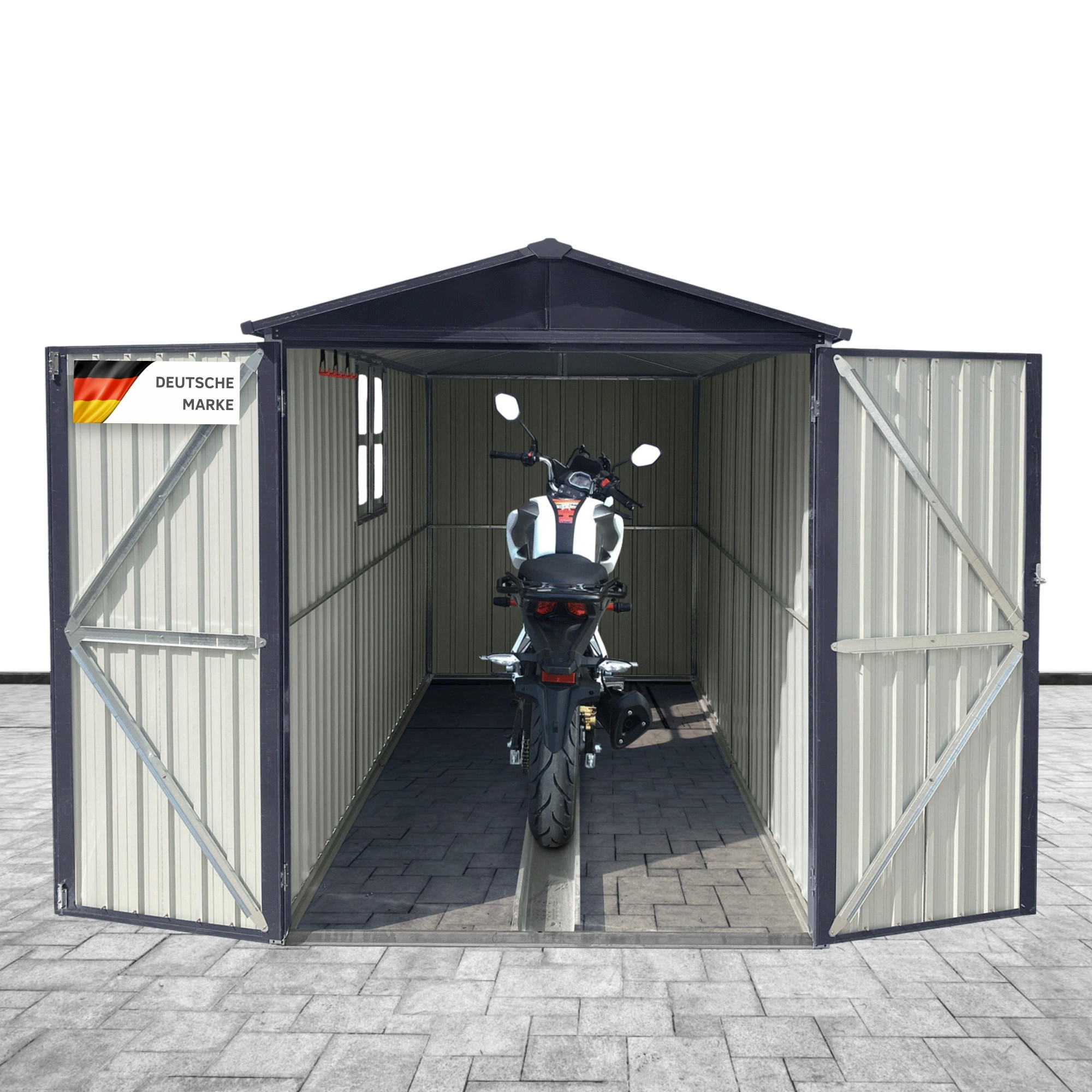 KLEINGARAGE Premium Motorradgarage 1er-Set - Anthrazit, Metall (169/161/296cm) - Albatros