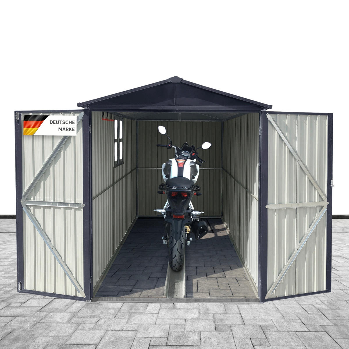 KLEINGARAGE Premium Motorradgarage 1er-Set - Anthrazit, Metall (169/161/296cm) - Albatros