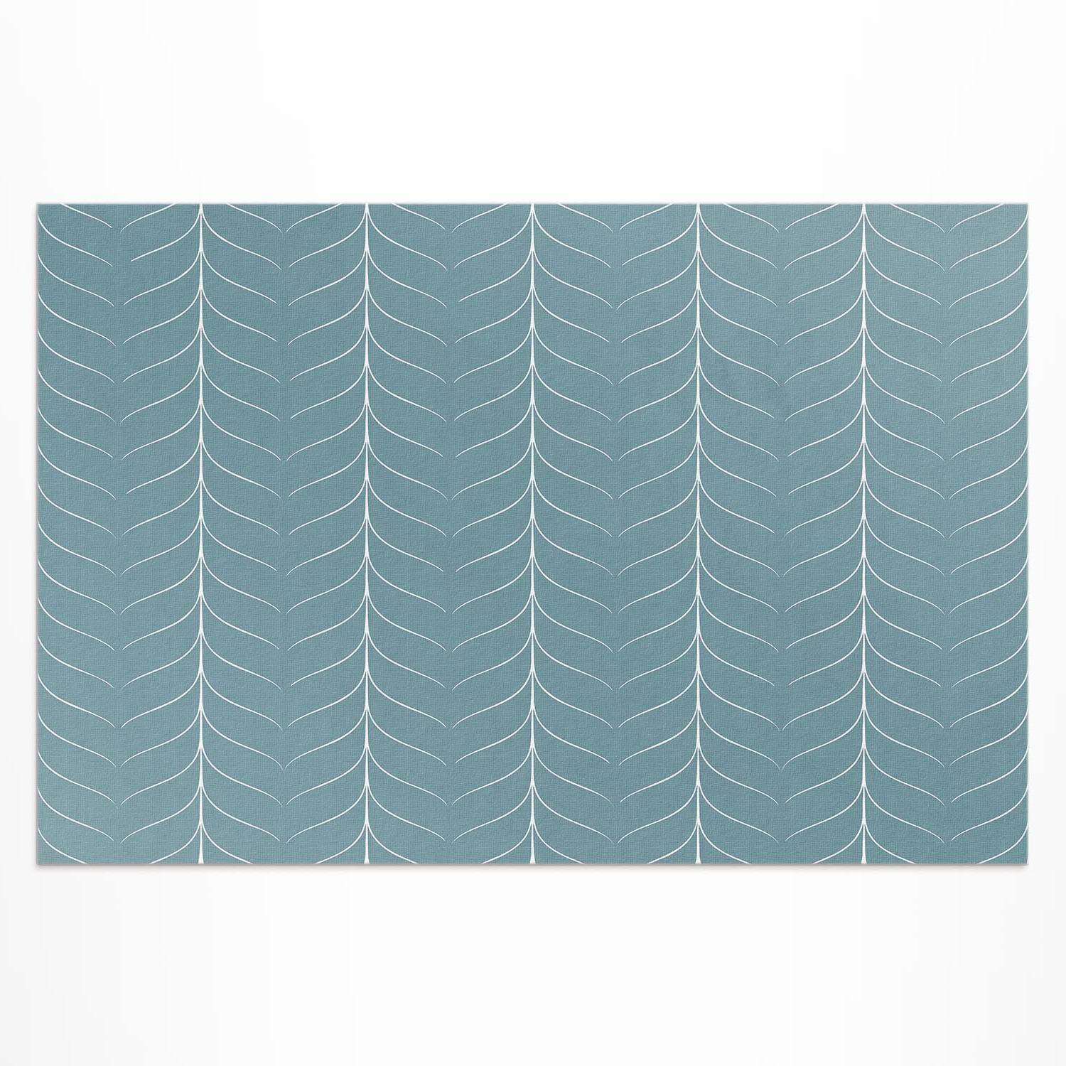 TEPPICH 150x225 cm Lineares Minimal Fischgrät Muster - Türkis, Kunststoff (150/225cm) - Wallfluent