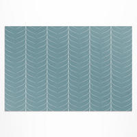 TEPPICH 150x225 cm Lineares Minimal Fischgrät Muster - Türkis, Kunststoff (150/225cm) - Wallfluent