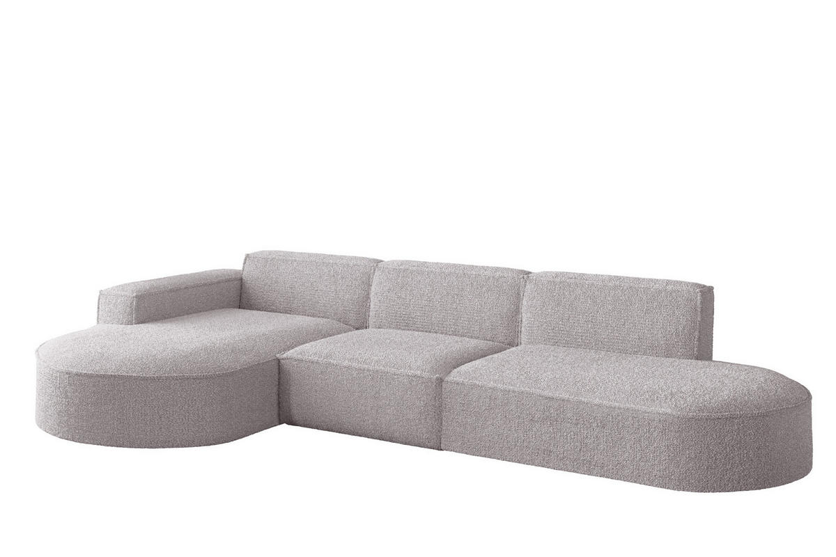 ECKSOFA Designer L-Form MODENA Stoff Loop Rosa Links - Rosa, Holz (165/296cm) - Kaiser Möbel
