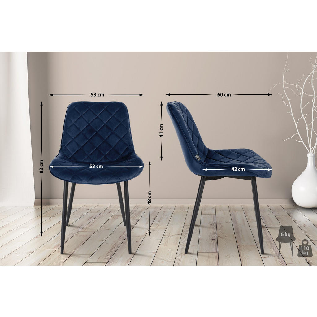 Thumbnail - CLP Stuhl, Blau, Textil, 53x82x60 cm, Esszimmer, Stühle, Esszimmerstühle, Vierfußstühle