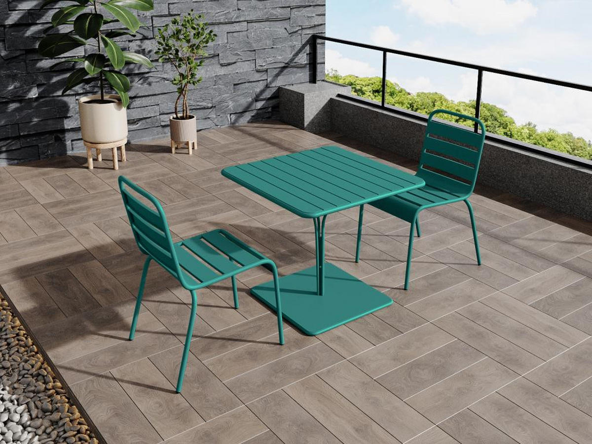 GARTENTISCH - L. 80 cm - Metall - Blau - MIRMANDE von MYLIA - Blau, Metall (80/80/75cm) - Vente-Unique