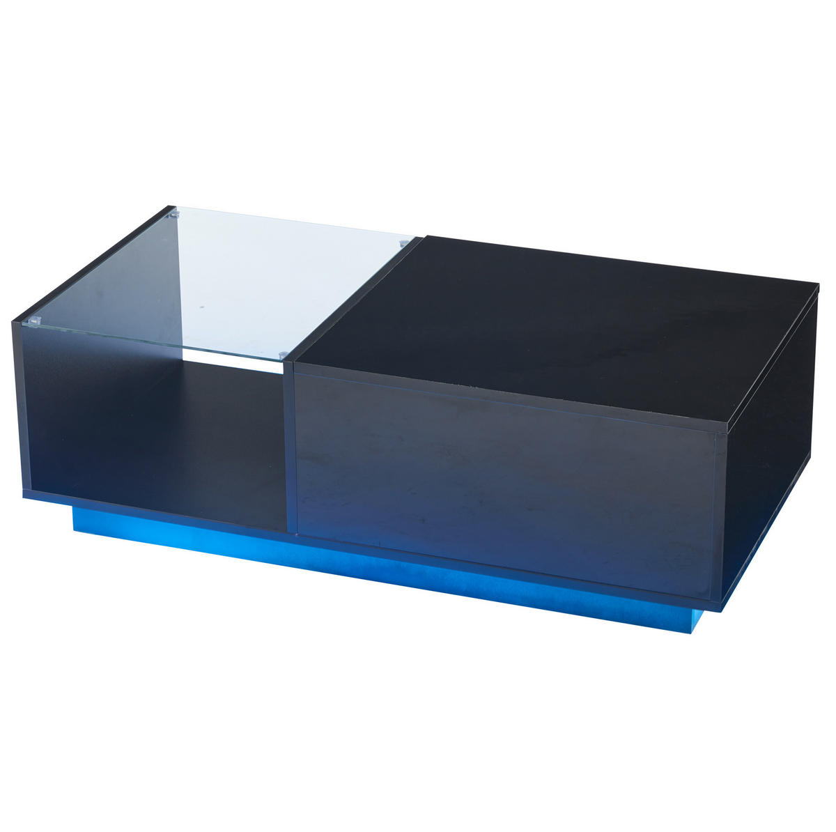 COUCHTISCH, Hochglanz-Spanplatte, höhenverstellbare Klappe mit LED-App-Steuerung, 100/50/33 cm, Schwarz - Schwarz, Holzwerkstoff (100/50/33cm) - Redom