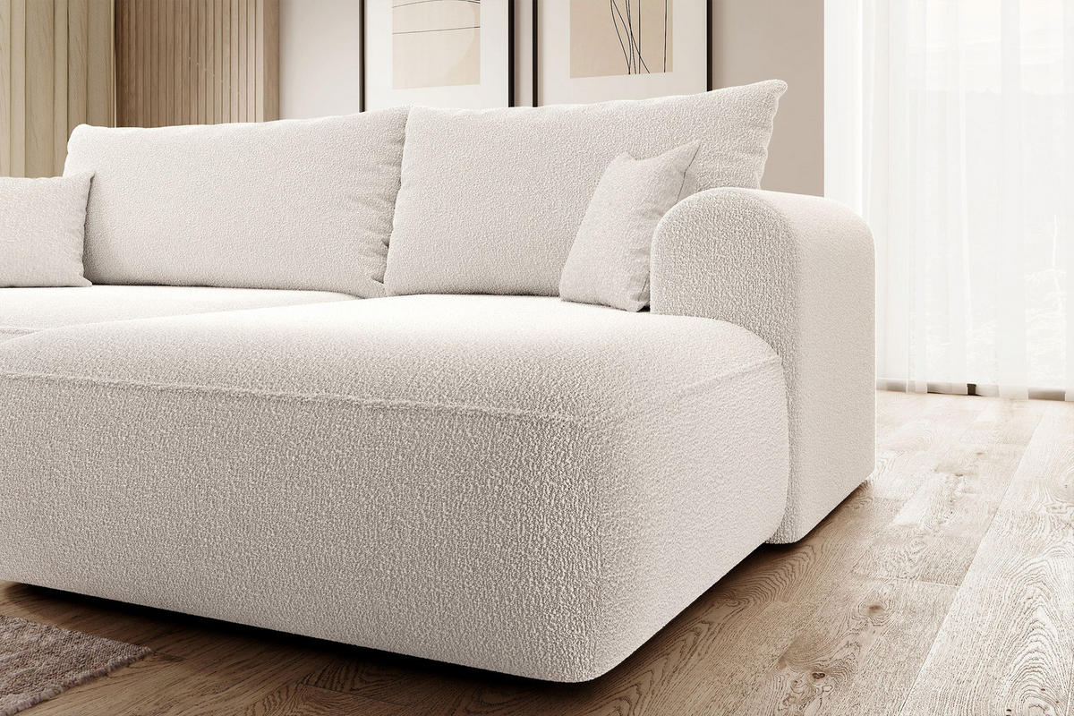 ECKSOFA Ovo Cremeweiß Boucle - Creme, Textil (260/165cm) - Selsey