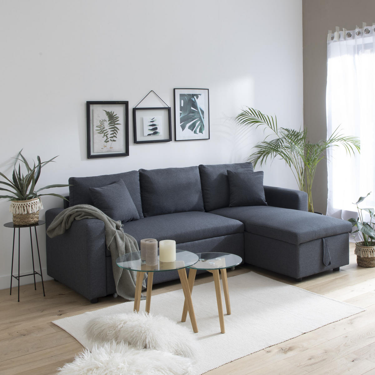 ECKSOFA CLARK Grau meliert 3 Plätze - Grau, Textil (225/146cm) - Happy Garden