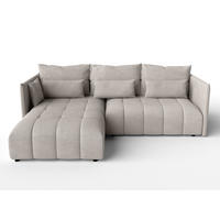 ECKSOFA L Form Gaziante Beige 245/182/83 cm – mit Bettkasten - Beige/Schwarz, Kunststoff/Textil (245/182cm) - AX Living