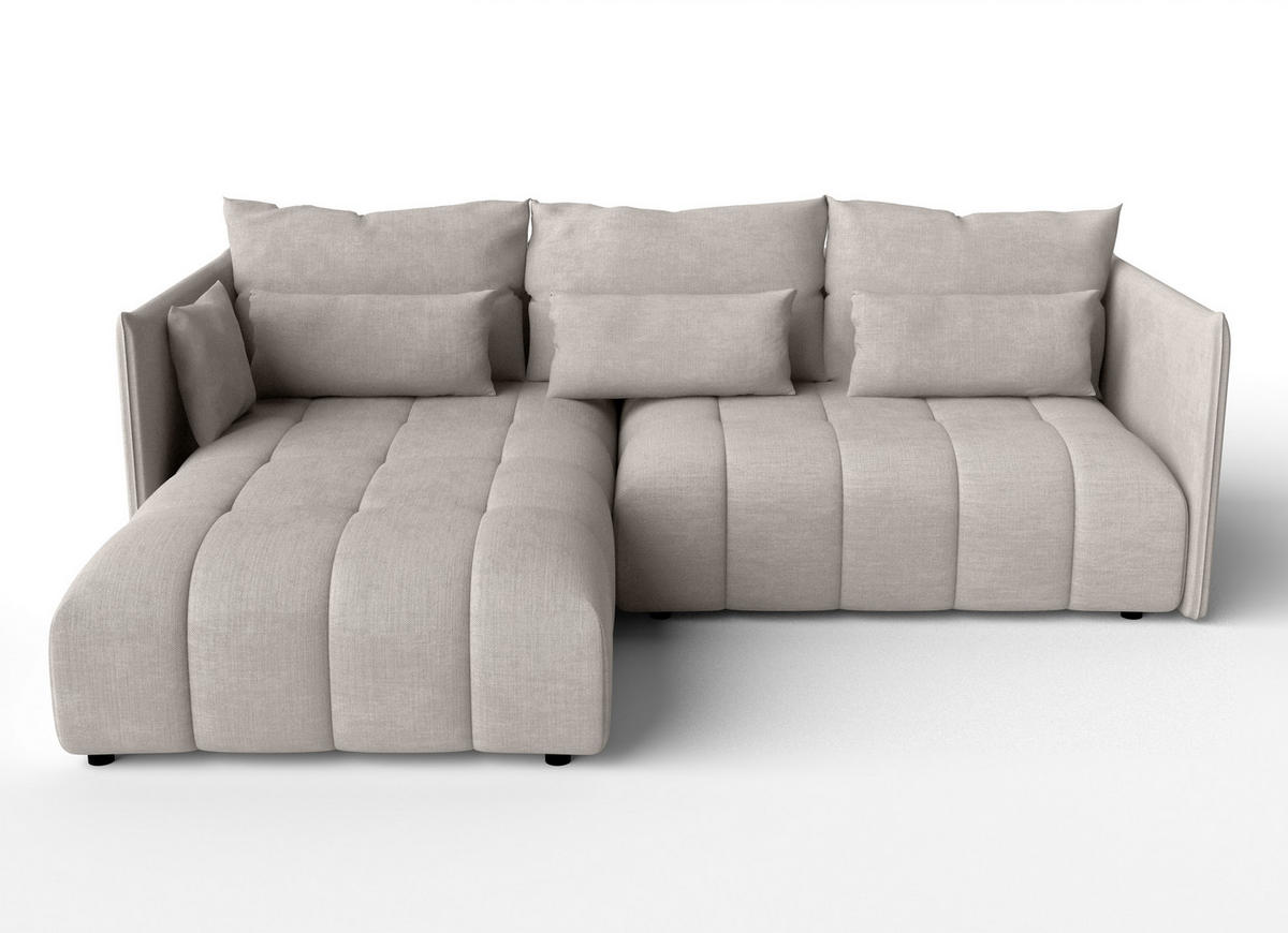 ECKSOFA L Form Gaziante Beige 245/182/83 cm – mit Bettkasten - Beige/Schwarz, Kunststoff/Textil (245/182cm) - AX Living