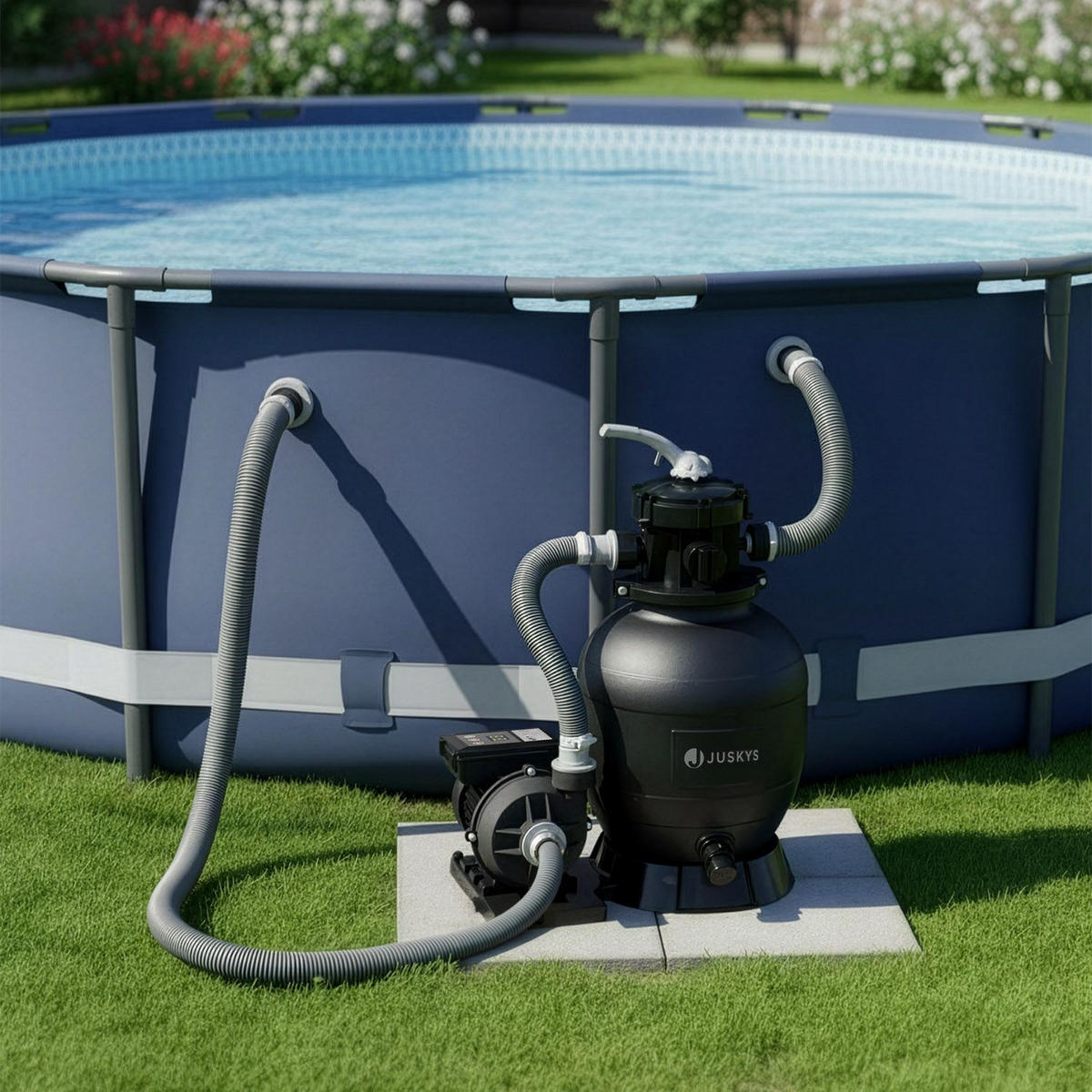 SANDFILTERANLAGE 250W inkl. Timer - Schwarz, Kunststoff (33/41.5/52cm) - Juskys