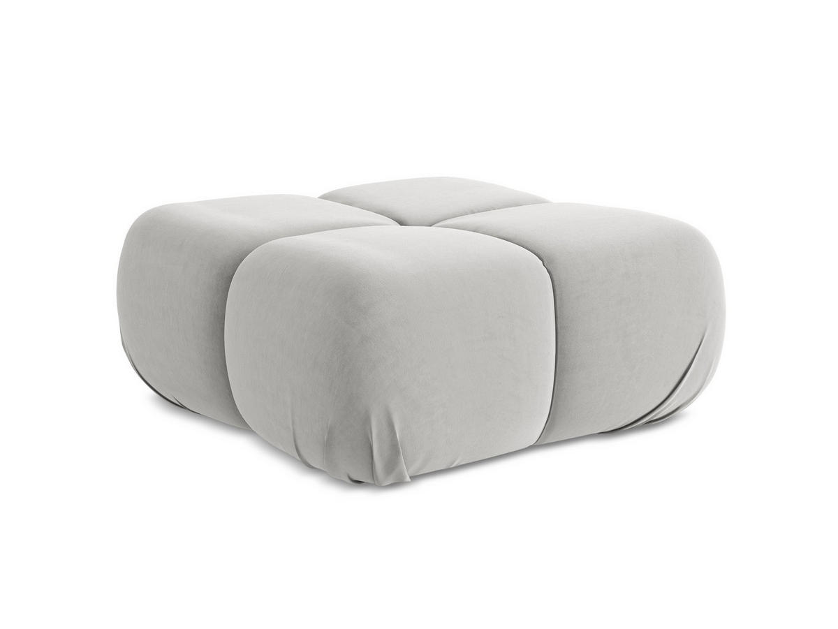 POUF Samt Stoff Grau - Silberfarben/Schwarz, Kunststoff/Textil (95/41/95cm) - Makamii