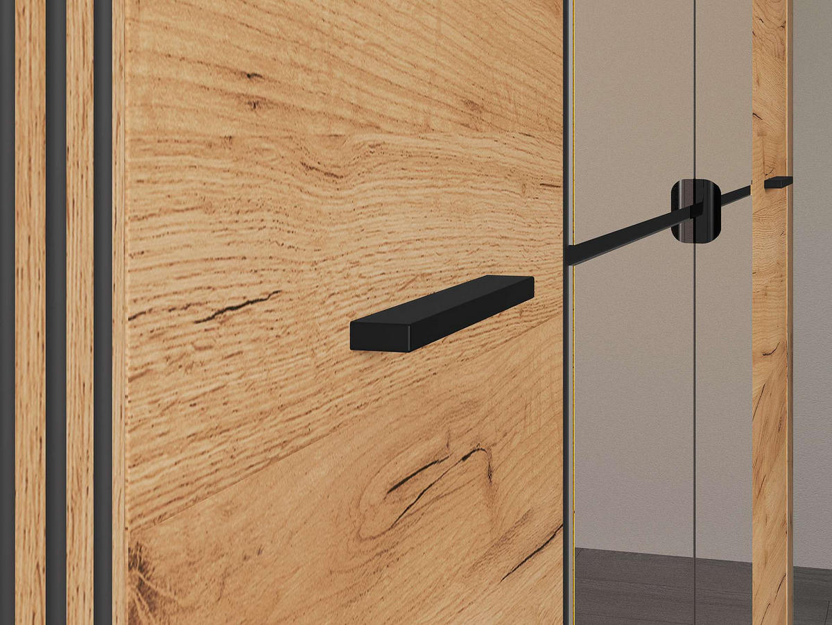 KLEIDERSCHRANK – 200 cm – Urso – Schwarz – KL-039 - Schwarz, Holzwerkstoff (200/210/58cm) - hi-markt