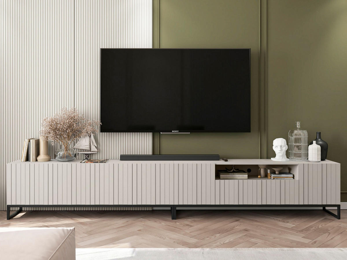 TV-LOWBOARD 2er-Set Elpis2 Kaschmir matt mit schwarzem Metallrahmen 150 cm - Kaschmir, Holzwerkstoff (300/51.5/36.5cm) - Meble Lindner