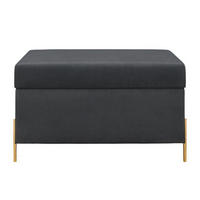 HOCKERBANK Borgo Mit Stauraum, Samt Grau, Metal Gold - Goldfarben/Grau, Holzwerkstoff/Metall (80/46/37cm) - Dancan