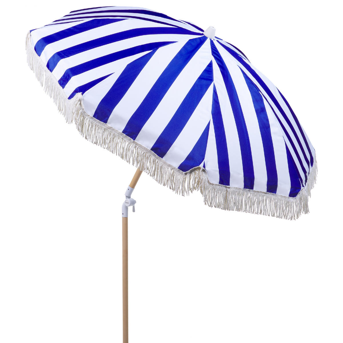 SONNENSCHIRM blau/weiß mit Volant 150 cm Mondello - Blau/Hellbraun, Textil (150/150cm) - Beliani