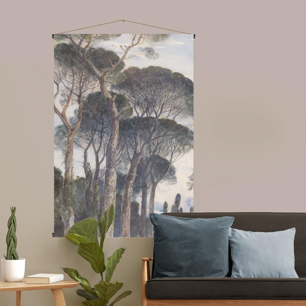 WANDTEPPICH Uschirmkiefern Baumen 150x100cm - Blau/Grün, Textil (100/1cm) - Art for the Home