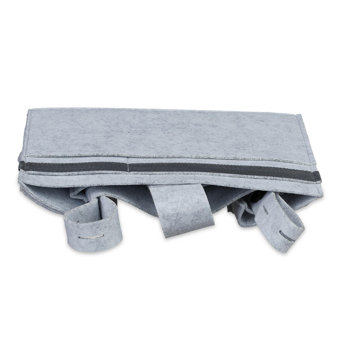 BETTTASCHE Hellgrau Filz 8 Fächer - Grau, Textil - Relaxdays