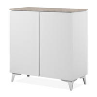 KOMMODE weiß mit Sandstein 88 x 92 cm, Anrichte 2-türig - Sandfarben/Weiß, Holzwerkstoff/Kunststoff (88/92/40cm) - Furn.Design