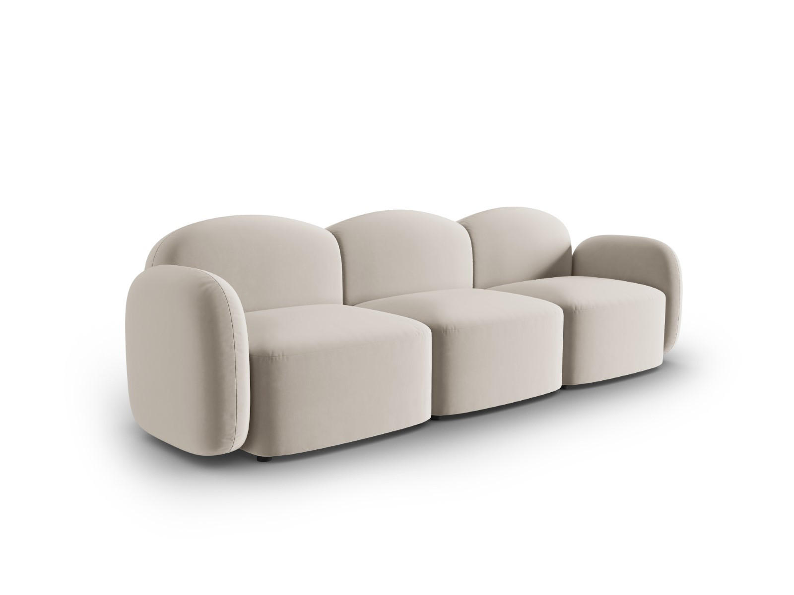 SOFA Blair aus Samt leichtes beige 3 Sitzplätze - Creme, Textil (87/80/272cm) - Micadoni