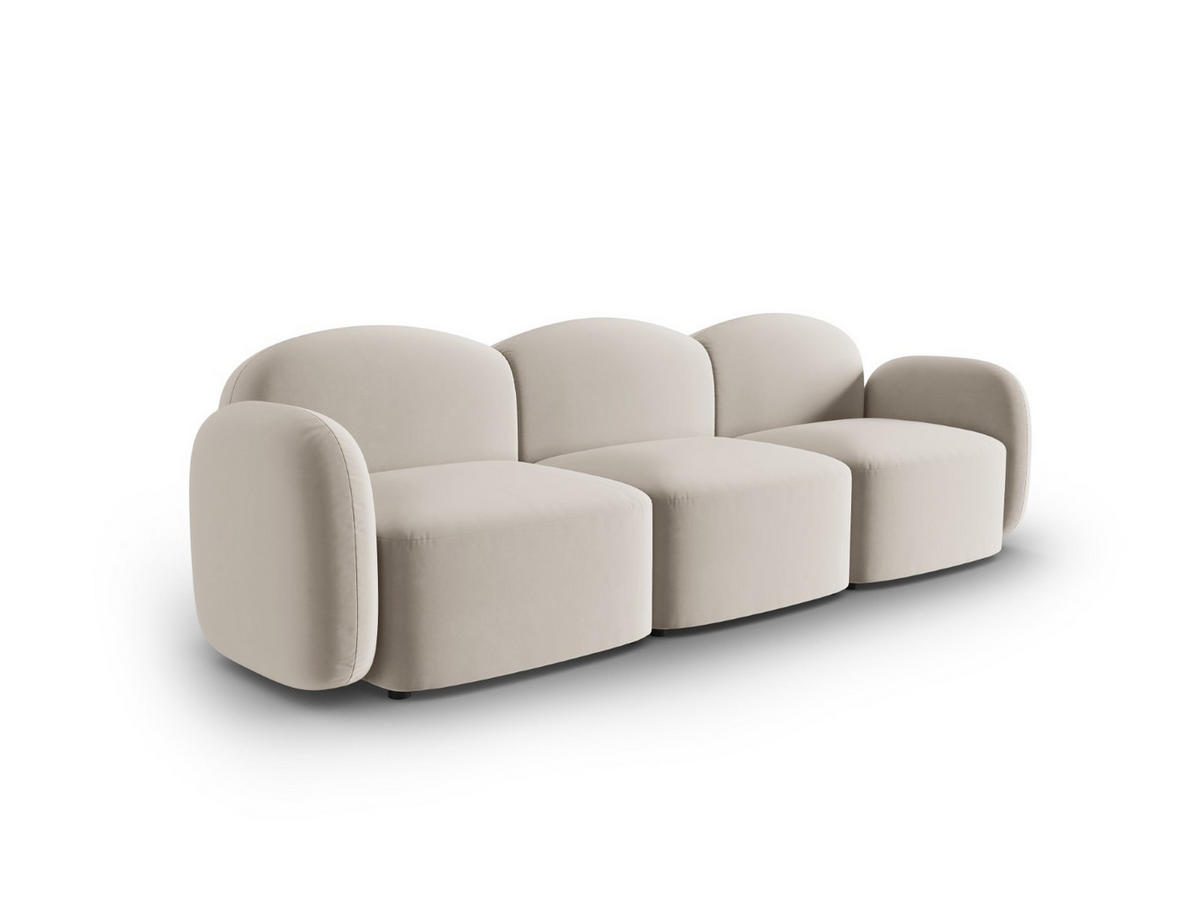 SOFA Blair aus Samt leichtes beige 3 Sitzplätze - Creme, Textil (87/80/272cm) - Micadoni