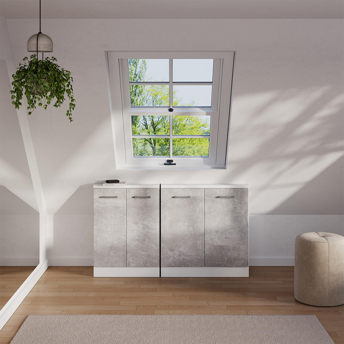 ŠIKMÁ SKŘÍŇ Rion Beton/bílá - šedá, kompozitní dřevo (80/81.6/46cm) - Vicco