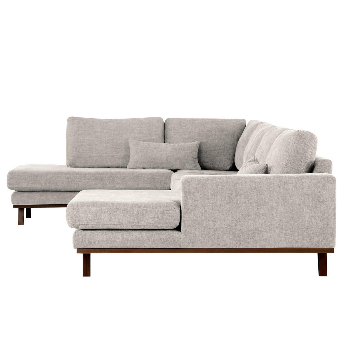 WOHNLANDSCHAFT mit Longchair - Buchefarben/Grau, Buchenholz/Textil (371/81/219cm) - home24