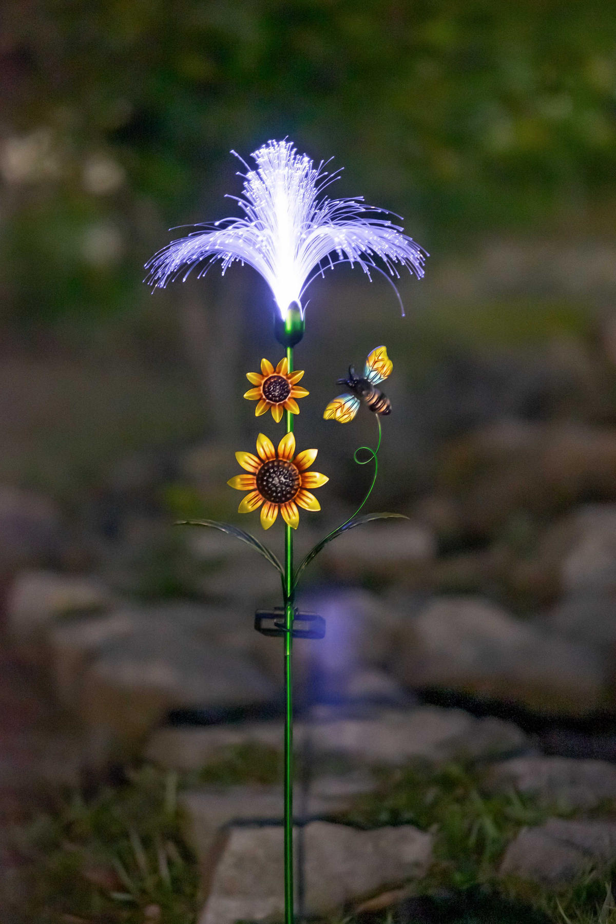 LED-SOLAR-GARTENSTECKER - mit Fiber-Beleuchtung und Dämmerungssensor für stilvolle Garten-Dekoration, 2er-Set - Weiß, Kunststoff (5/28/93cm) - Northpoint