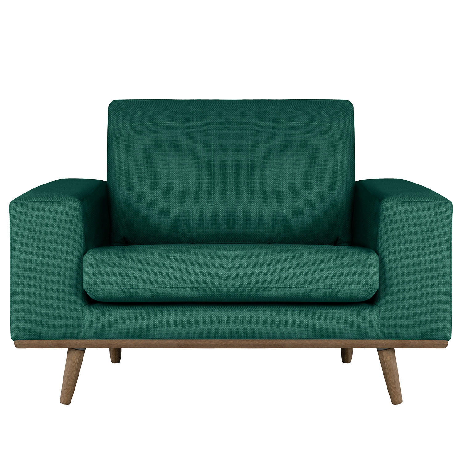 SESSEL - Dunkelgrün/Eichefarben, Textil (122/81/88cm) - home24