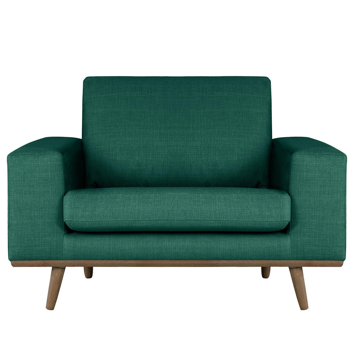 SESSEL - Dunkelgrün/Eichefarben, Textil (122/81/88cm) - home24