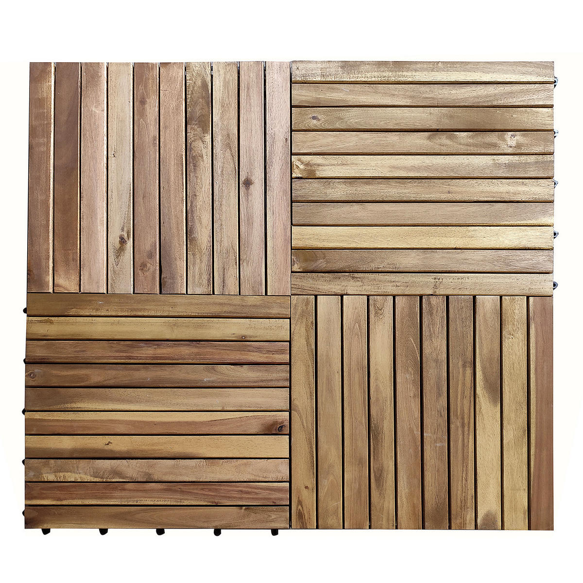 TERRASSENFLIESE - 6er Set - 50x50 cm - Akazie massiv / Polypropylene - Braun - Akaziefarben, Holz/Kunststoff (50/50/2.4cm) - home24