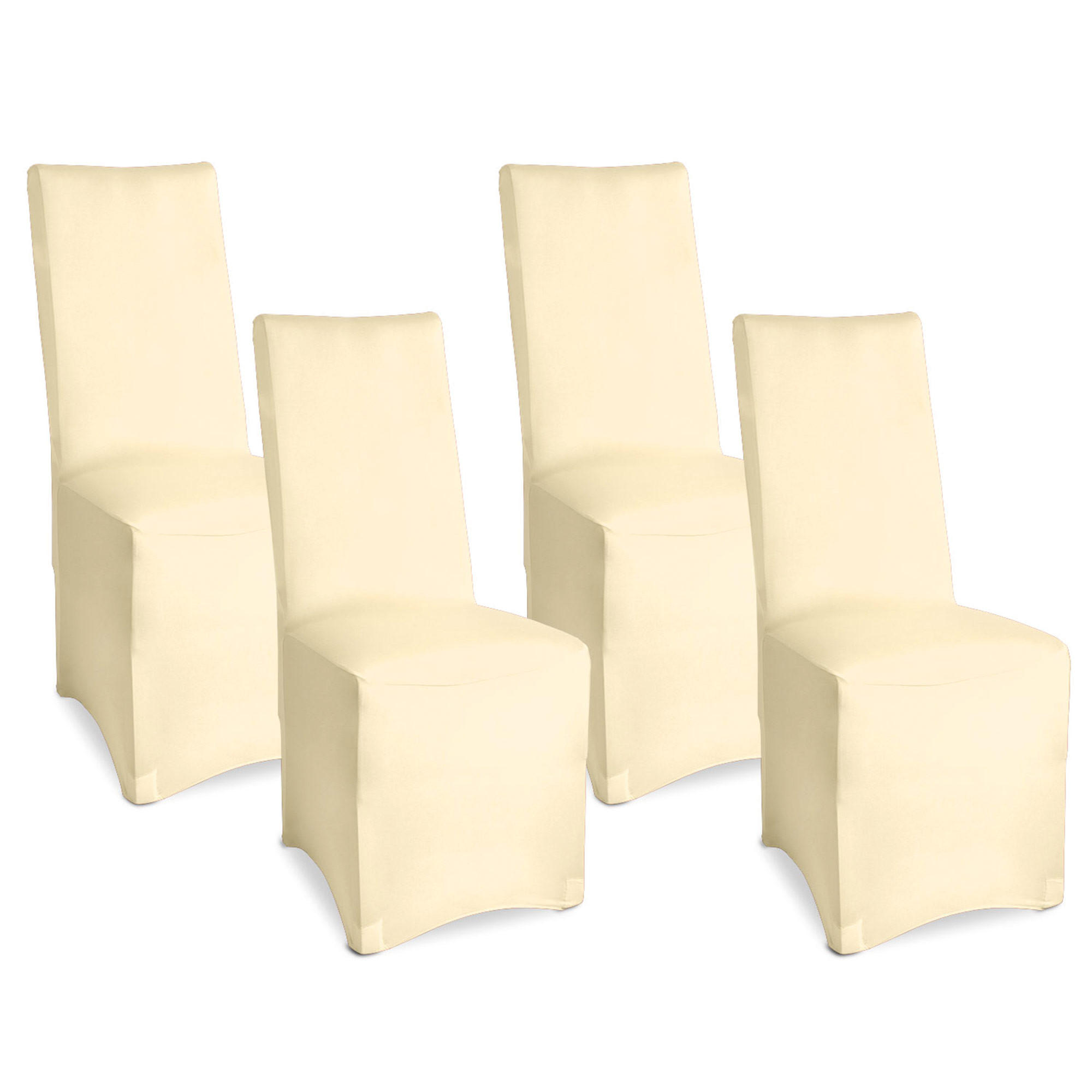 STUHLHUSSE Leona Stretch Bankett 95x45cm Ecru (4tlg) - Beige, Textil (45/95cm) - Beautissu 
