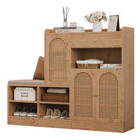 SCHUHSCHRANK aus Spanplatte 142x35x110cm in Natural mit Sitzbank - Naturfarben, Holzwerkstoff (142/110/35cm) - Modfu