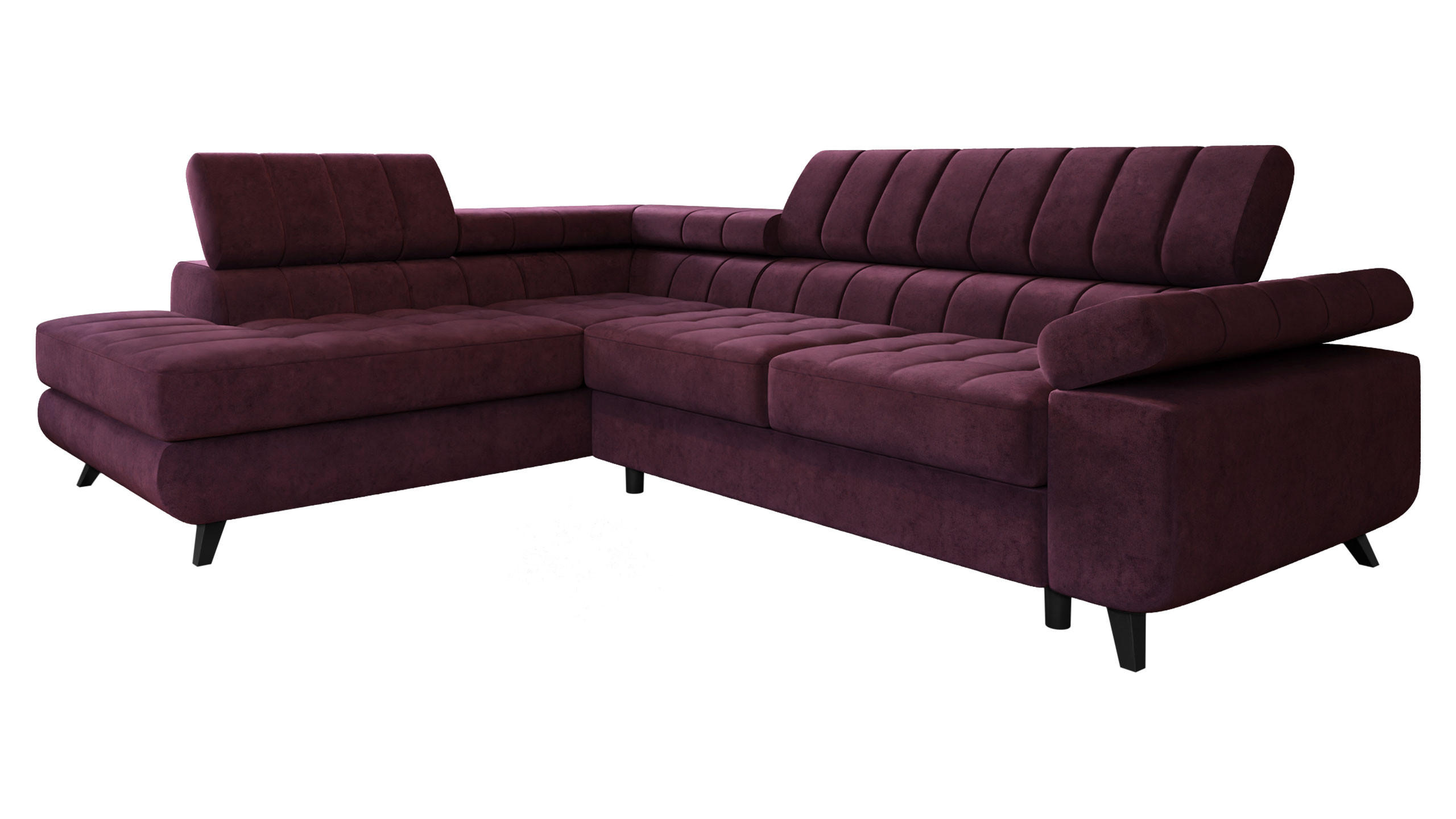 ECKSOFA Nord Premium, Seite: Links - Anthrazit/Violett, Holz/Textil (264/203cm) - MIRJAN24