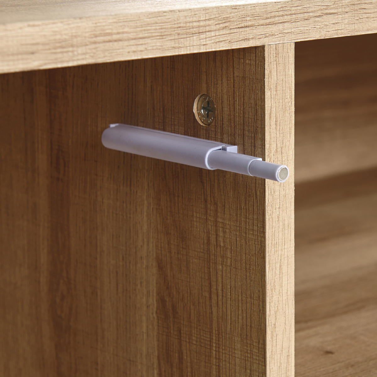 TV STOLEK Světle hnědý, Šedý, Černý MOINES 56/140/40 cm - světle hnědá, kompozitní dřevo (140/56/40cm) - Beliani