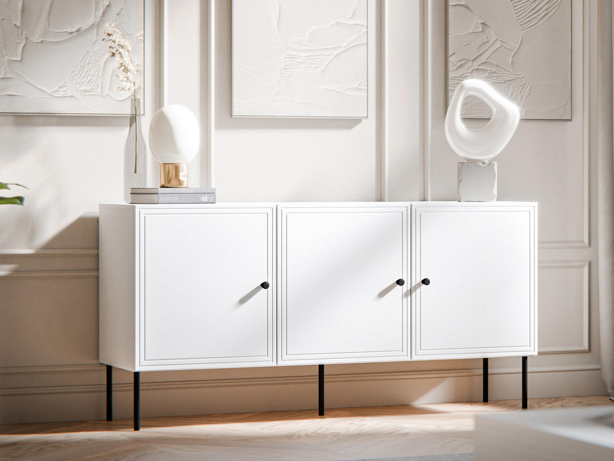 SIDEBOARD Palazzo Bis 150 3D - Schwarz/Weiß, Holzwerkstoff/Kunststoff (151/75/40cm) - MIRJAN24
