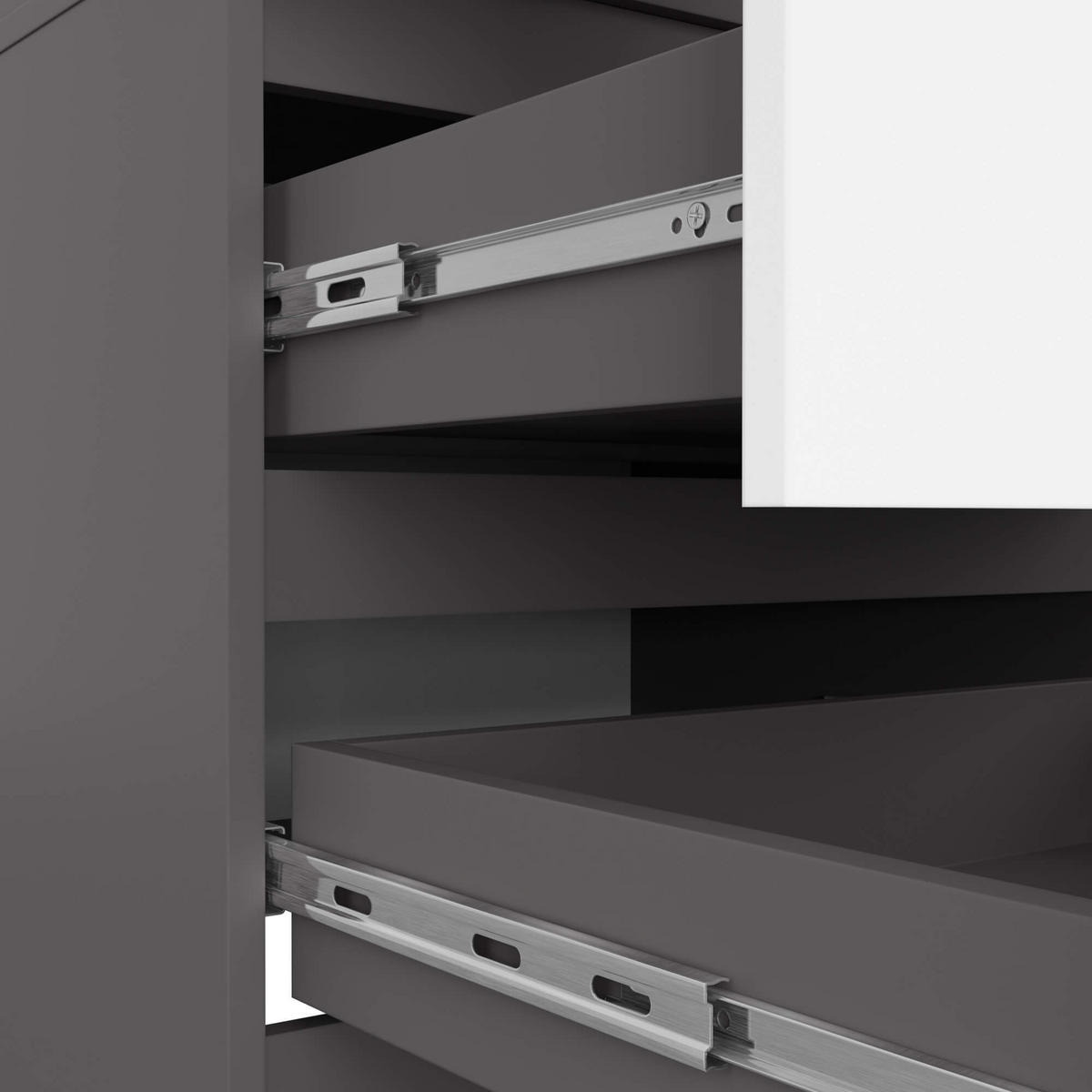 KLEIDERSCHRANK Graphit Grau, Weiß 180/60/51 - Graphitfarben/Weiß, Holzwerkstoff (60/180/51cm) - RAUMHIRSCH FURNITURE