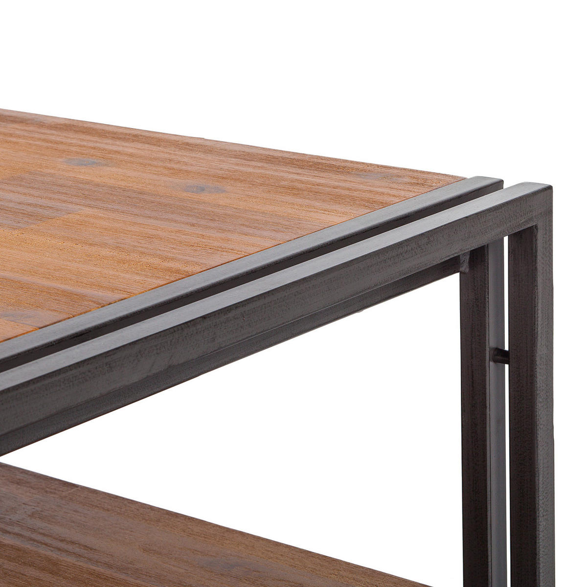 COUCHTISCH mit Ablage - 110 cm - Akazie massiv / Stahl - Akazie / Anthrazit - Akaziefarben/Grau, Holz/Metall (70/110/40cm) - home24