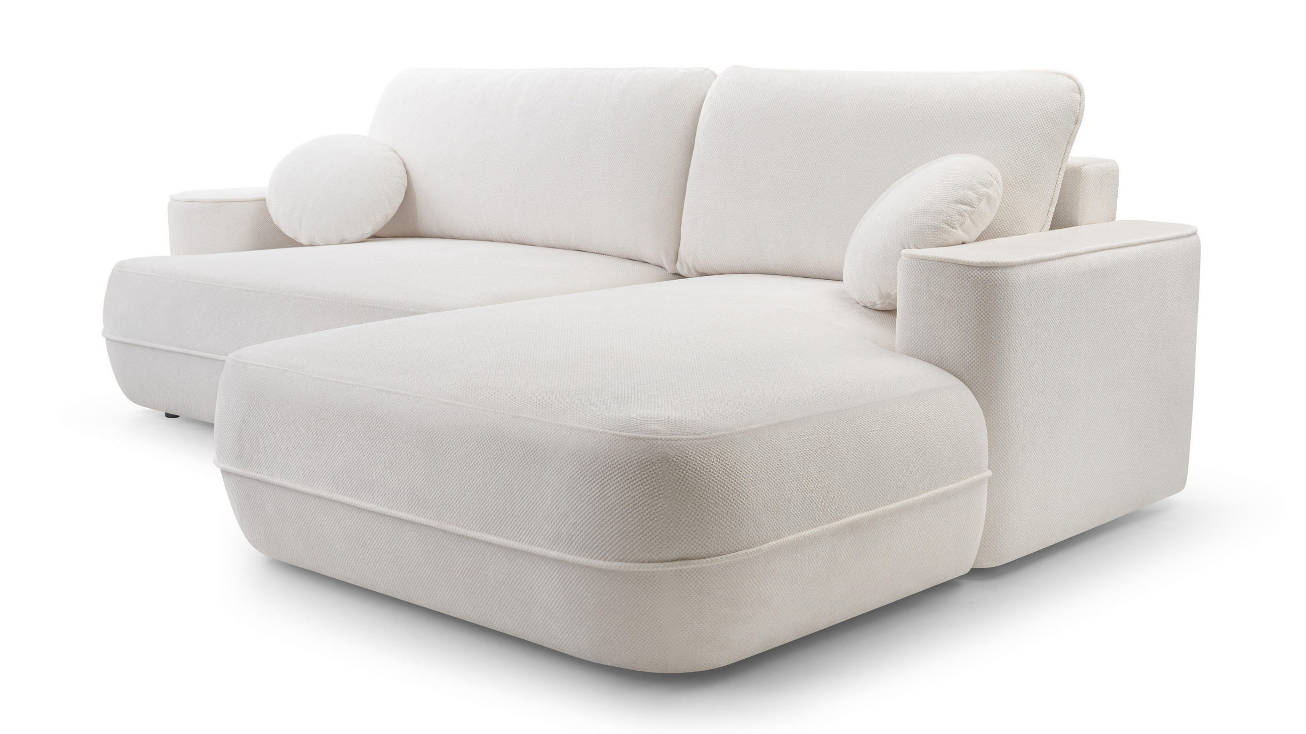 ECKCOUCH L Form Peoni Weiß 267/168/87 cm mit Schlaffunktion R - Schwarz/Weiß, Kunststoff/Textil (267/168cm) - AX Living