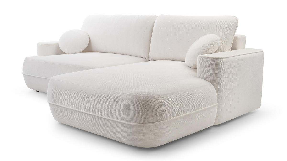 ECKCOUCH L Form Peoni Weiß 267/168/87 cm mit Schlaffunktion R - Schwarz/Weiß, Kunststoff/Textil (267/168cm) - AX Living