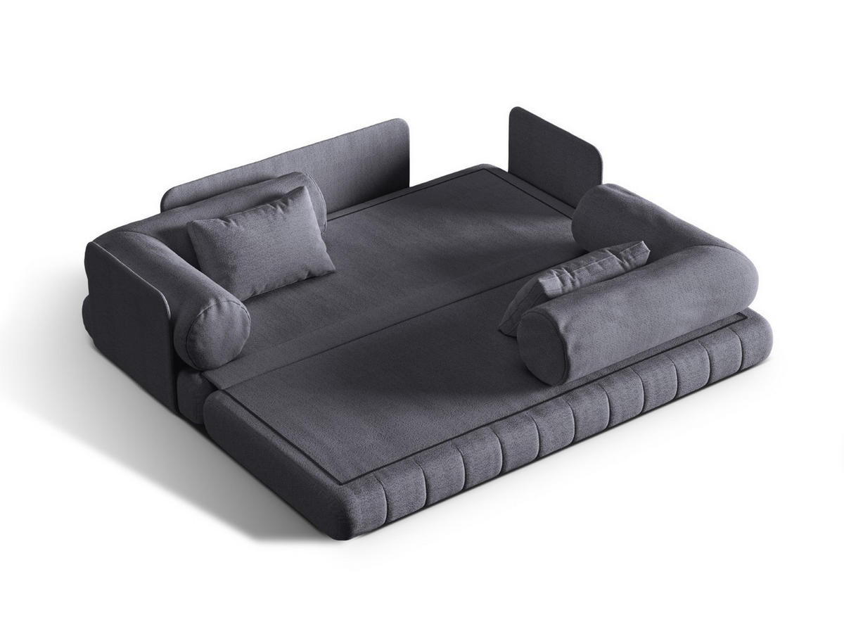 AUSKLAPPBARES-SOFA Kemi aus Boucle graphit 3 Sitzplätze - Graphitfarben, Textil (95/70/206cm) - Cosmopolitan Design