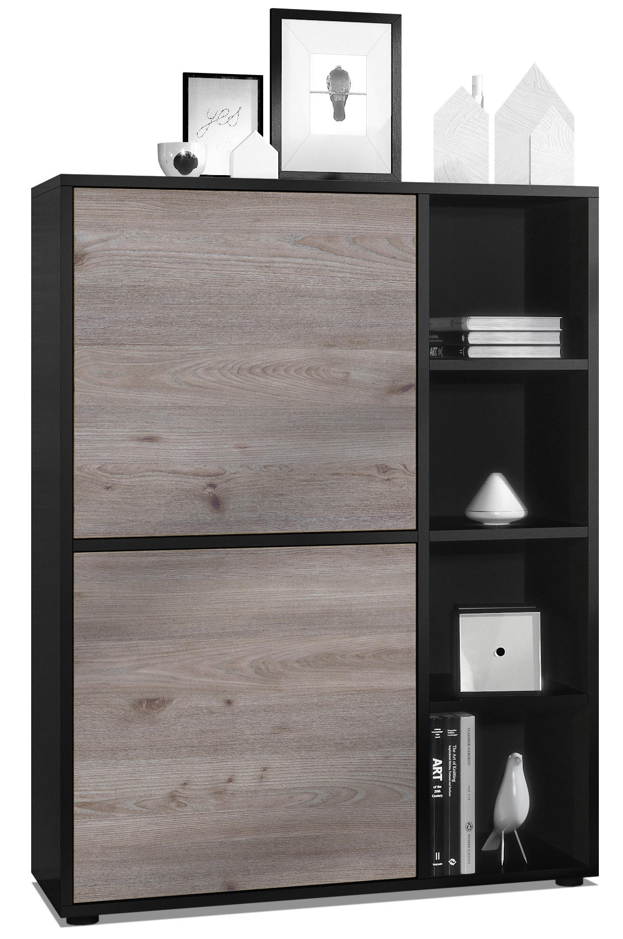 HIGHBOARD Cuba Türen in Eiche Nordic - Silbereichenfarben, Holzwerkstoff (79/105.5/35.5cm) - Vladon