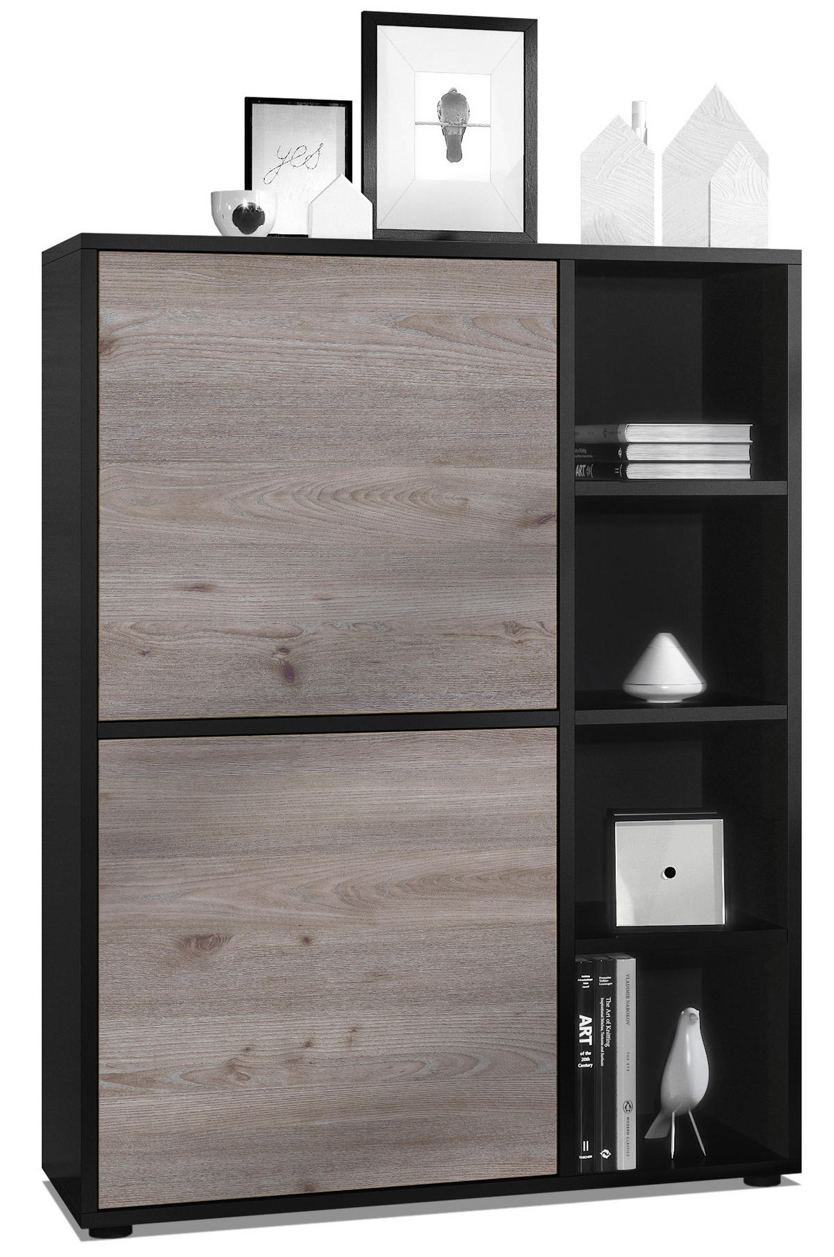 HIGHBOARD Cuba Türen in Eiche Nordic - Silbereichenfarben, Holzwerkstoff (79/105.5/35.5cm) - Vladon